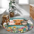 thumbnail image 4 of Farm Animals Round Area Rugs 3 ft, Funny Pig Cow Donkey Retro Truck Spring Wildflower Washable Small Area Rug with Non-Slip Sturdy Edge Binding Round Front Door Mat Floor Carpet for Entryway, 4 of 9