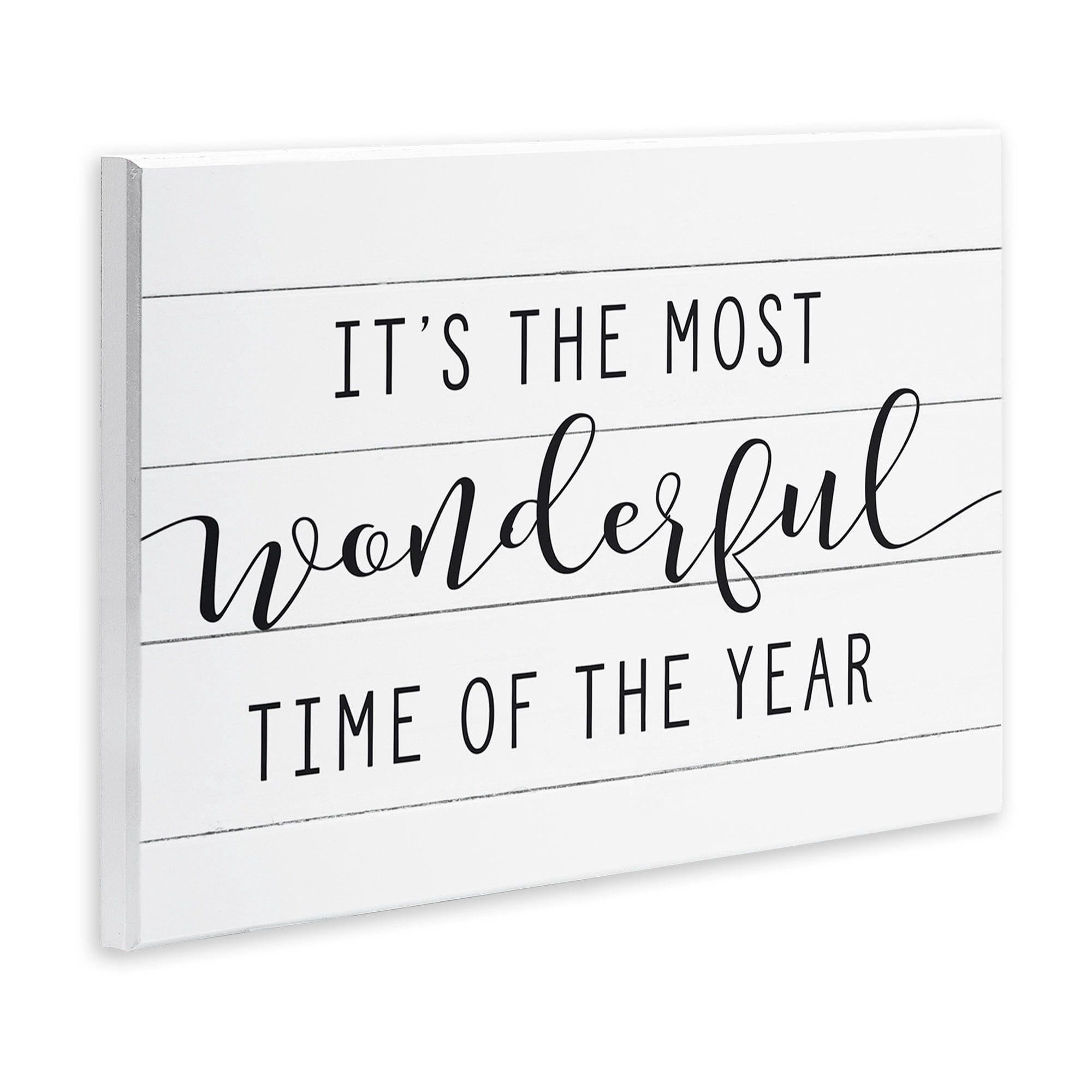 The Stupell Home Decor Collection Holiday Most Wonderful Time Of The Year Black and White Typography Oversized Wall Plaque Art, 12.5 x 0.5 x 18.5