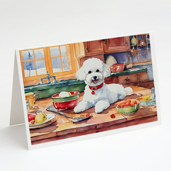 Bichon Frise Christmas Cookies Greeting Cards Pack of 8 7 in x 5 in