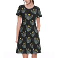 thumbnail image 1 of Bixox Robe d'Été à Manches Courtes pour Femmes Robe Ample Longueur Genou avec Poches-Faces du Chat, 1 of 7