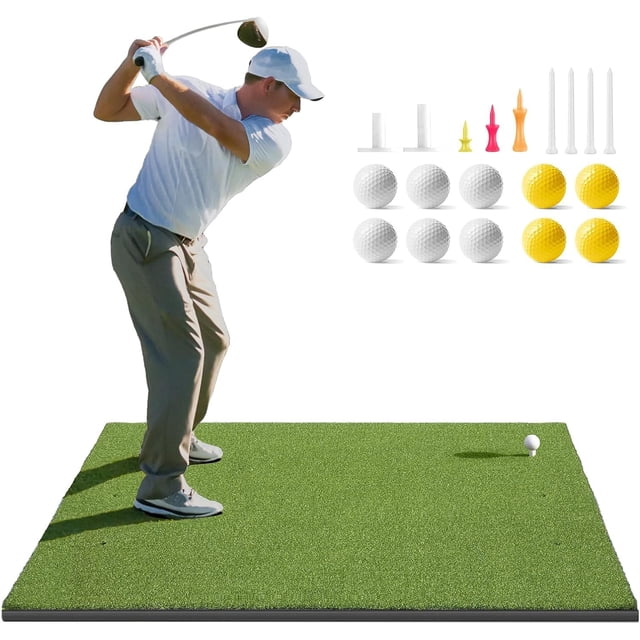 Alfombra de golf Golfguru Dense Elite Hitting con 10 bolas y 9 tees