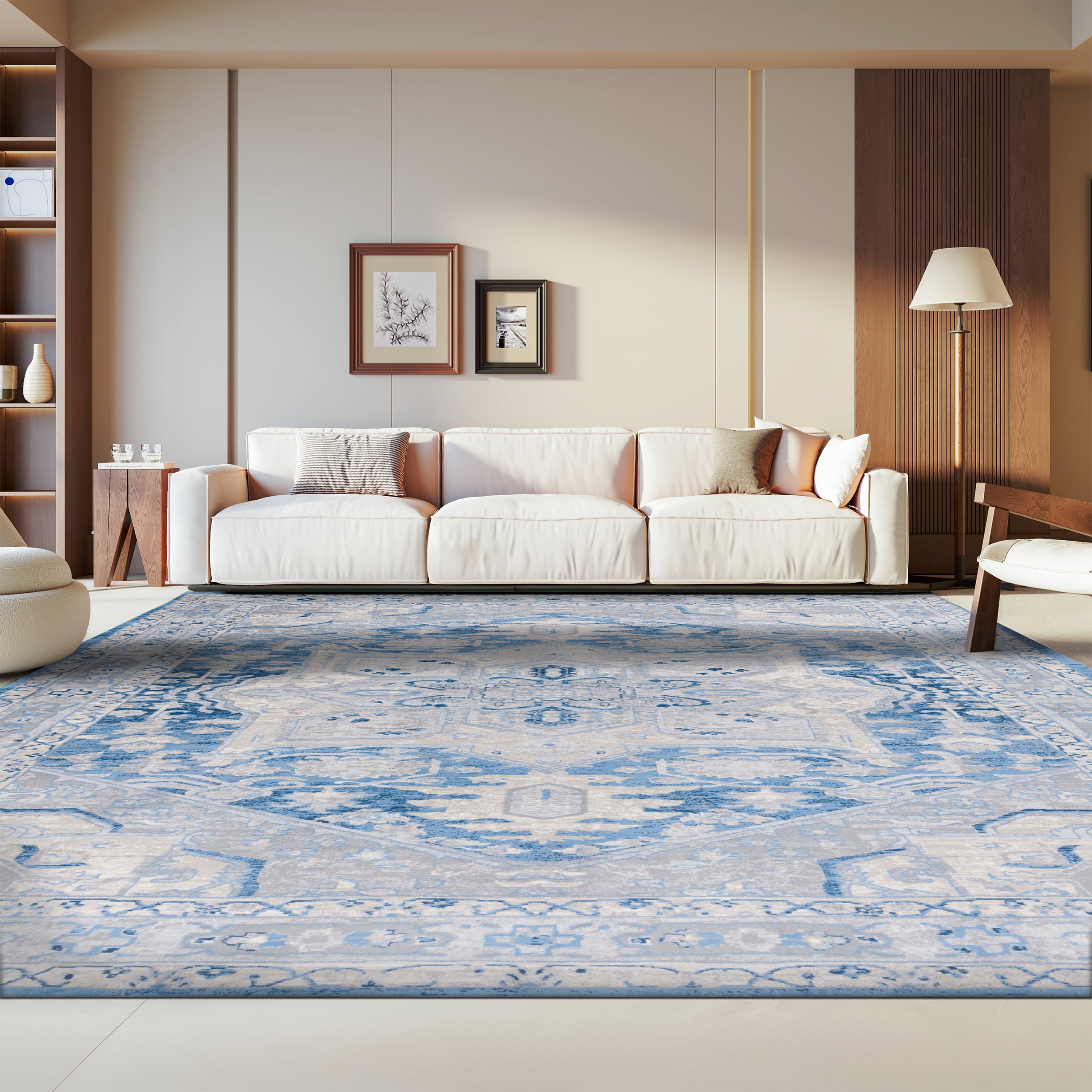 SAFAVIEH Brentwood Ezra Oriental Area Rug, Blue/Gray, 5'3" x 7'6"