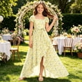 thumbnail image 2 of FYDUU Flower Girl Dress Girls Flutter Sleeve Floral Dresses Summer Ruffle Flowy Long Maxi Dress Elegant Party A-Line Sundress for Girls 13-14 Years, 2 of 4