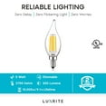 thumbnail image 2 of Luxrite 5W E12 Vintage Candelabra LED Dimmable Light Bulbs, 60W Equivalent 2700K Warm White, 550 Lumens, Flame Tip, 6-Pack, 2 of 7