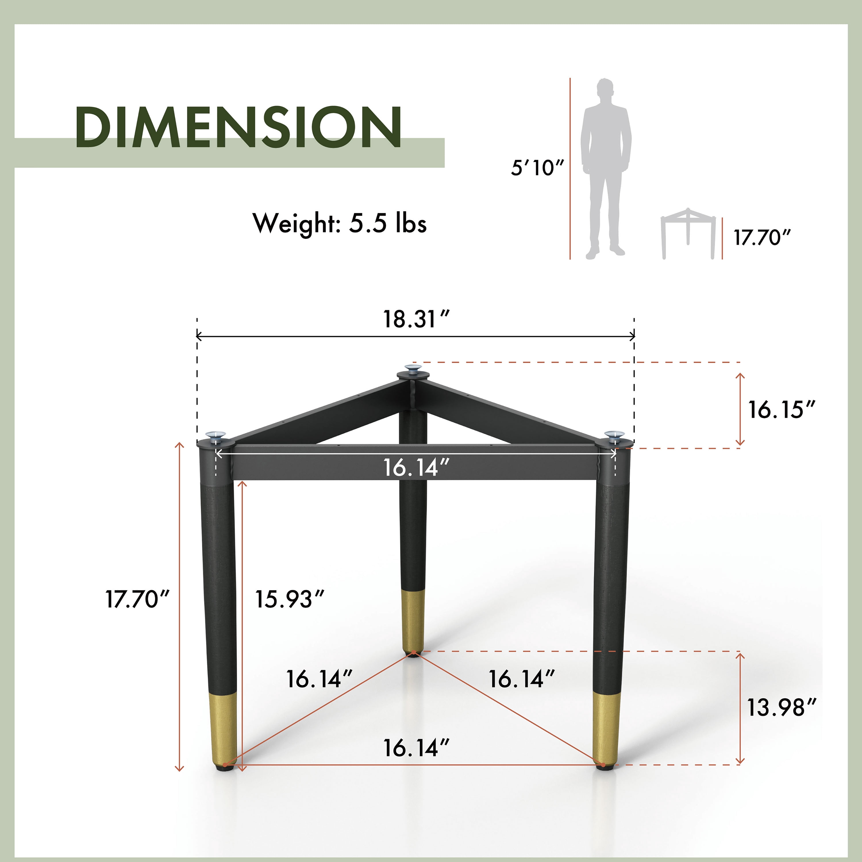 Furniture of America Modu Solid Wood Black Coffee Table Base Legs (Set of 2)