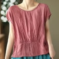 thumbnail image 4 of Lzobxe Going Out Tops for Women Summer Loose Small Flying Sleeves Chiffon Curling Short-Sleeved Round Neck Tops,Sizes M-3XL, 4 of 7