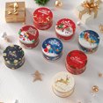 thumbnail image 2 of Caja de hojalata con forma de alce de Papá Noel para dulces navideños, redonda, con estampado de letras, para regalo, galletas, chocolate y dulces navideños, 2 of 5