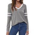 thumbnail image 1 of Blusa informal de manga larga con cuello en V para mujer a la moda Fridja  fhghd2465, 1 of 5