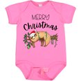 thumbnail image 3 of Inktastic Merry Christmas Cute Sloth with Santa Hat and Lights Boys or Girls Baby Bodysuit, 3 of 5