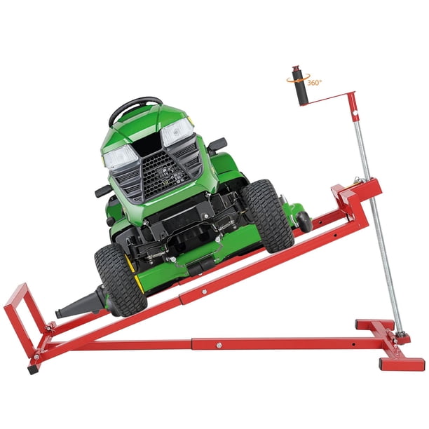 Garvee Gato elevador para cortacésped, capacidad 880 lb, para cortacésped de asiento, giro cero, tractores de jardín, mango de doble potencia con manivela manual, soporte plegable telescópico