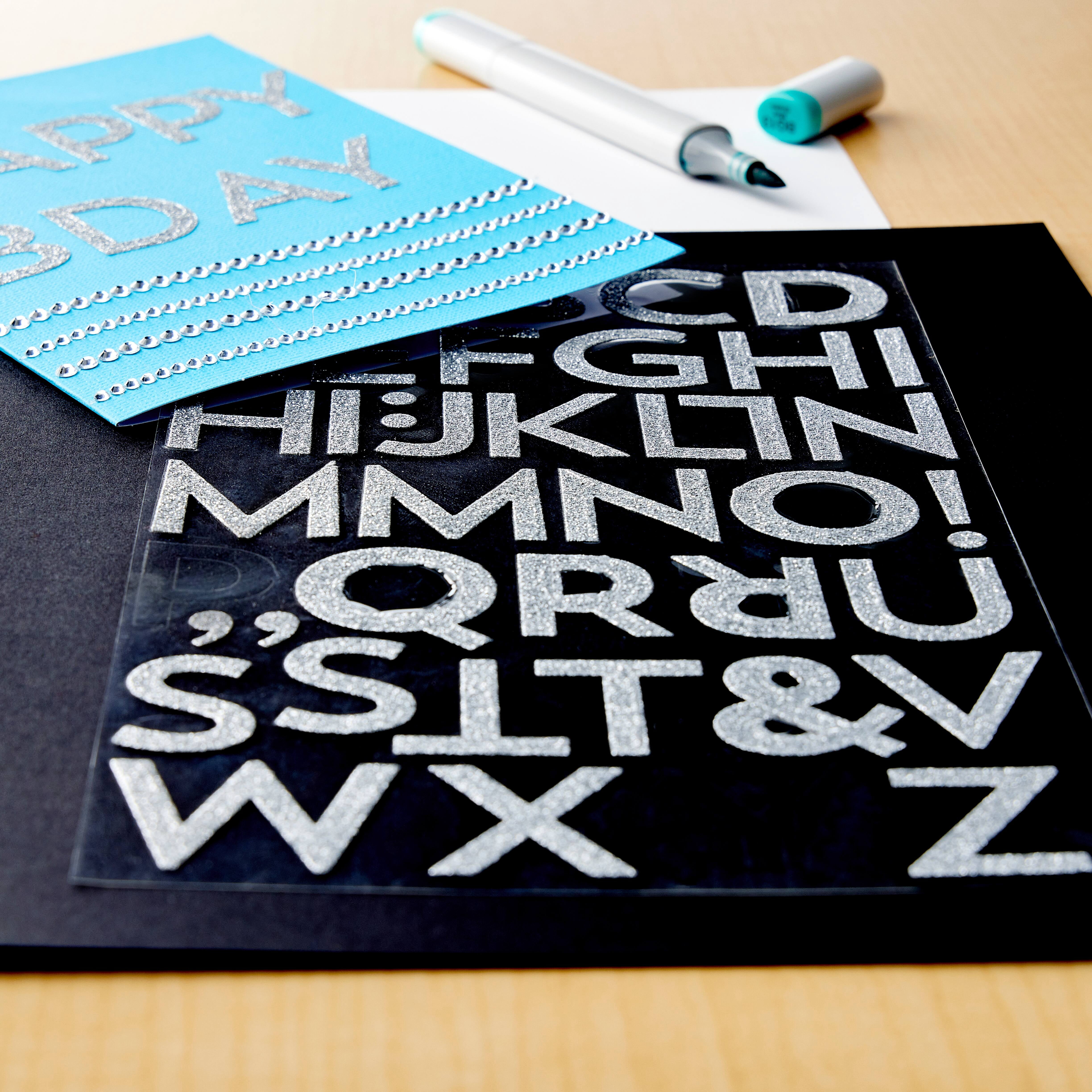 Recollections Silver Glitter Block Alphabet Stickers, 12 Packs: 86 ct. (1,032 total)