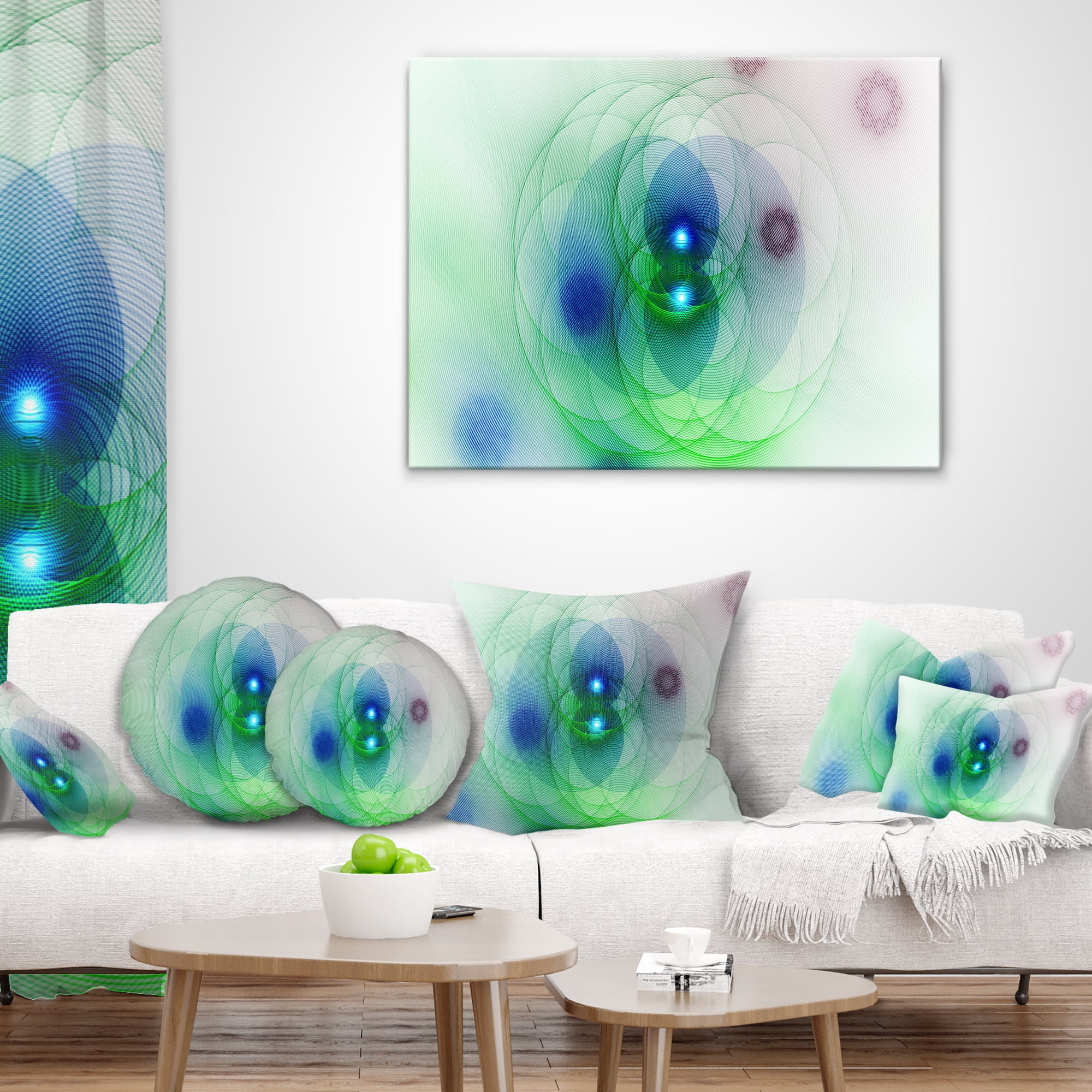 Designart Merge Colored Spheres. - Abstract Throw Pillow - 12x20