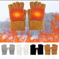 thumbnail image 4 of Qholemyo Portable Heated Gloves Heated Gloves For Women USB Heating Knitted Fingerless Gloves Winter Warm Hand Protection Cold Electric Hand Warmers Rechargeable Hand Warmer, 4 of 4