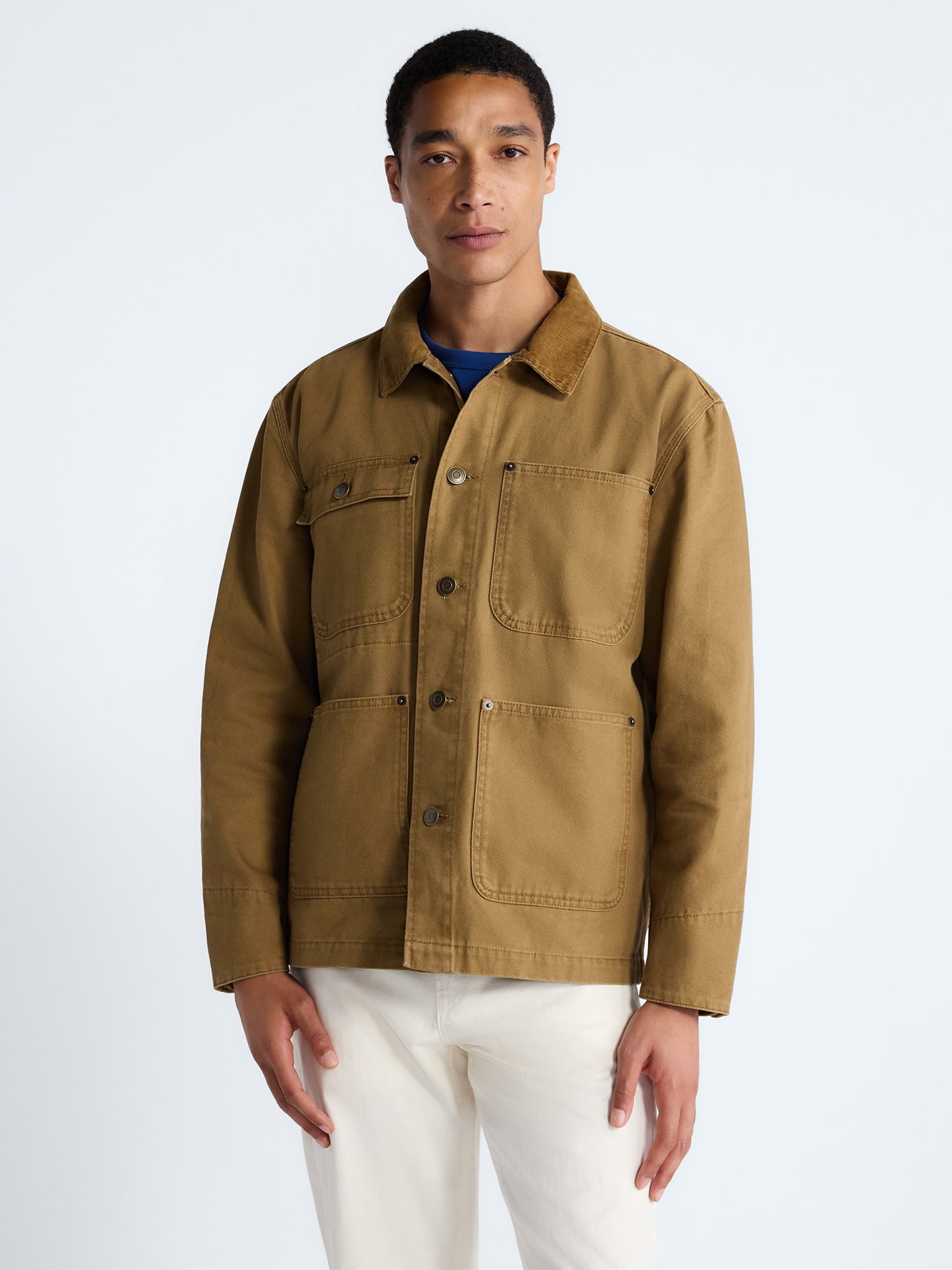 Free Assembly Men's Cotton Ranch Jacket with Long Sleeves, Sizes XS-3XL