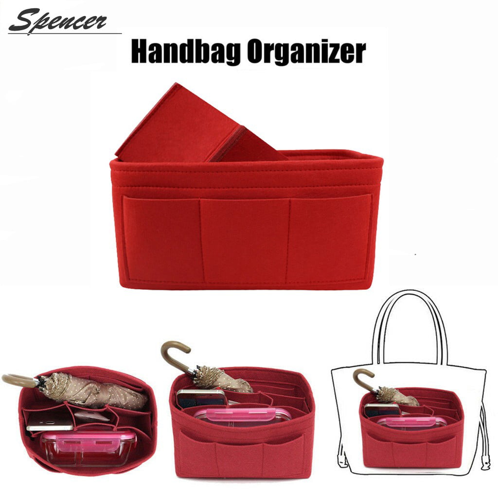 ETTP Red Felt Purse Organizer Insert For Totes Handbags w Pockets Zipper  Medium