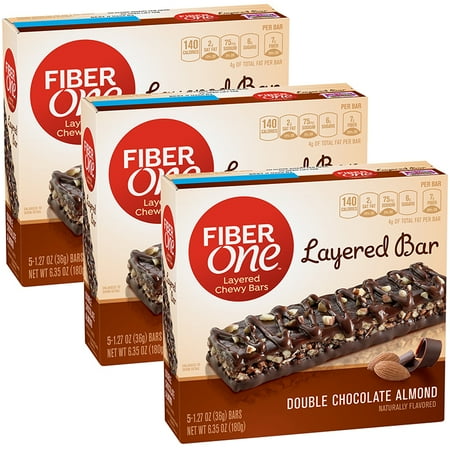 3 Pack Fiber One Double Chocolate Almond Layered Chewy Bars 6 35