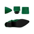 thumbnail image 3 of BLISSFUL STEP Women's Boots Studded Faux Suede Pointed Toe Chunky Heel Zipper Booties Green 9.5, 3 of 6