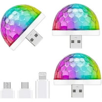 USB Mini Disco Light, 3 Pack, Party Light Ball Voice Control, Halloween DJ Disco Ball Stage Light - Multicolor LED Car Mood Light, Magic Strobe