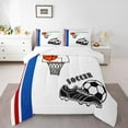 thumbnail image 2 of Manfei Cartoon Basketball Child Bedding Comforter Set, Blue Red Striped Geometric Twin Comforter Sets, Footall Sports Lover Bedding Set, Ultra Soft Home Decor, 2pcs, 2 of 8