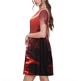 thumbnail image 2 of Balery Red Moon Lava Vestidos sueltos de manga corta para mujer, vestidos de verano 2025, vestidos casuales de corte A con vuelo., 2 of 6