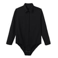 thumbnail image 5 of Alvivi Men's Long Sleeve Turn-down Collar Shirt Bodysuit One-Piece Front Button Leotard Tops Black XXL, 5 of 7