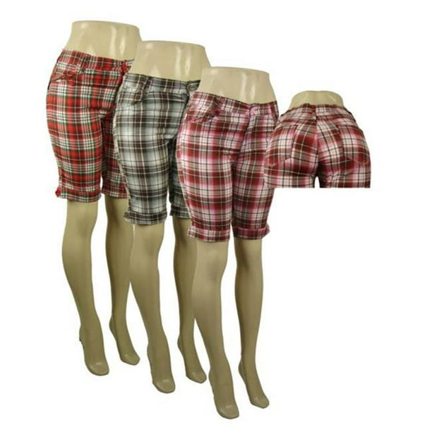 DDI 685675 Women's Plus Size Plaid Bermuda Shorts Case of 12