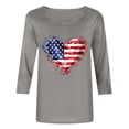 thumbnail image 4 of Lorytime Womens 4th of July Shirt Patriotic Graphic Outfits Red White and Blue Clothes 3/4 Sleeve Holidays Wear Gray 3XL, 4 of 5