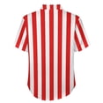 thumbnail image 5 of Red White Striped Blouses Men Vertical Lines Casual Shirts Summer Short Sleeve Graphic Str, 5 of 5