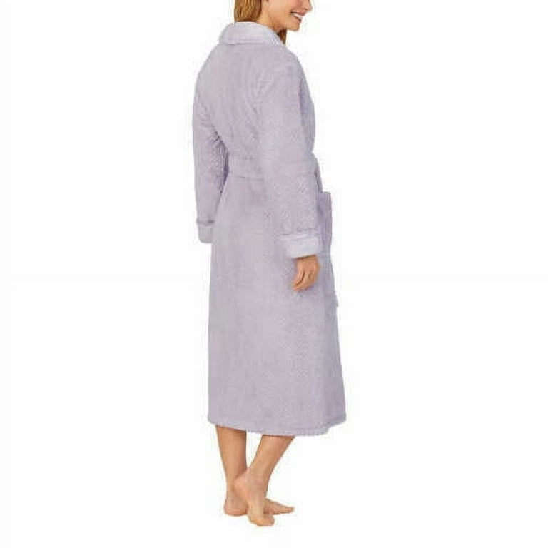 Carole Hochman Women's Textured Soft Plush Wrap Robe Patch Pockets M L A4