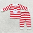 thumbnail image 2 of Ropa de dormir de rayas rojas de Navidad para niños, conjunto de camisa de Papá Noel bordada de manga larga, pantalones, traje para niños, pijamas para bebés, ropa de noche, 2 of 2