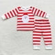 thumbnail image 2 of Ropa de dormir de rayas rojas de Navidad para niños, conjunto de camisa de Papá Noel bordada de manga larga, pantalones, traje para niños, pijamas para bebés, ropa de noche, 2 of 2
