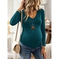 thumbnail image 2 of V Neck Long Sleeve Pregnancy Tops Shirts Maternity Clothes for Women 3-Pack, 2 of 6