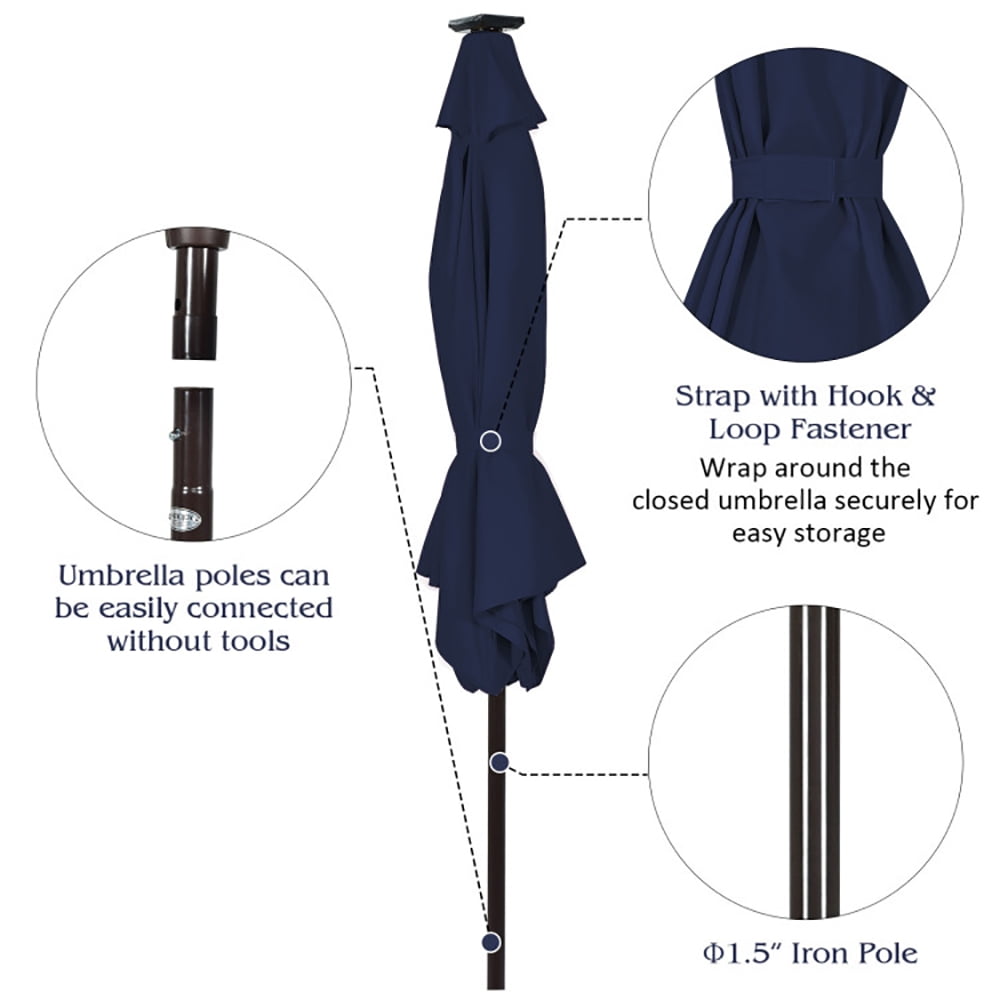 Aimee Lii 10 Feet Outdoor Patio umbrella with Bright Solar LED Lights, Sunbrella Patio Umbrellas, Blue Aimee Lii 10 Feet Outdoor Patio umbrella with Bright Solar LED Lights, Sunbrella Patio Umbrellas, Blue