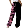 thumbnail image 4 of Bzhegqhd Women's Casual Trousers Printing Drawstring Pants Waist Long Pants Sweatpants with Pocket, 4 of 4