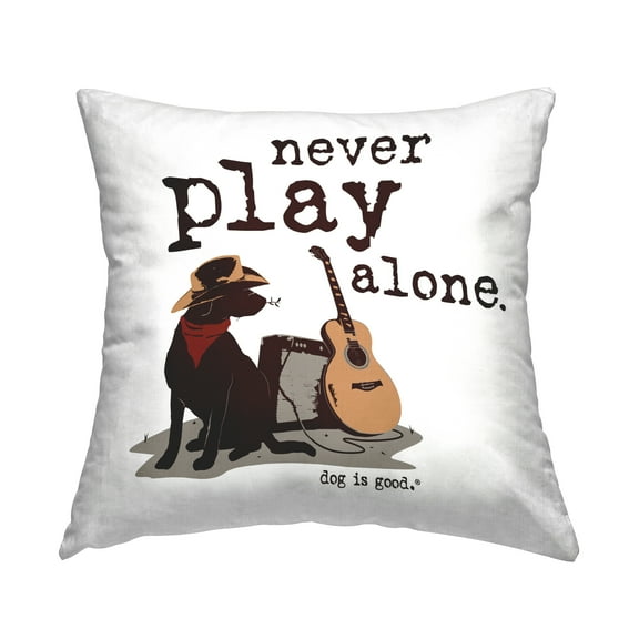 Stupell Industries Never Play Music Alone Decorative Printed Throw Pillow Design by Dog Is Good.