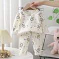 thumbnail image 2 of masbird Toddler Baby Boy Girl Pajamas Set Kids Sleepwear 2 Pcs Pjs Long Sleeve Top and Pants Jammies Sets Fall Winter for 6-12 Months 12-24 Months 2 3 4 5 6 7 8 9 T Children(Beige,6-12 M), 2 of 4