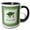 Black/White, variant on 3drose, Graduation Cap, Diploma, Faded Dots, Green Frame, Leaves, 2019, Green, 11oz Mug