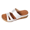 thumbnail image 6 of Dakaela Womens Wedge Sandals Leather Comfortable Dressy Slip on Slides Ladies Orthopedic Open Toe Casual Platform Walking Shoes with Arch Support Size 6-10 White, 6 of 8