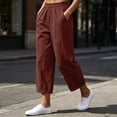 thumbnail image 2 of CHGBMOK Women's Linen Pants Casual Elastic Waist Cotton Wide Leg Pants with Pockets Trendy Lightweight Workout Trousers, 2 of 8