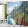 thumbnail image 5 of Ambesonne Hawaii Shower Curtain, Na Pali Coast Kauai Sea, 69"Wx70"L, Green Redwood Blue, 5 of 5