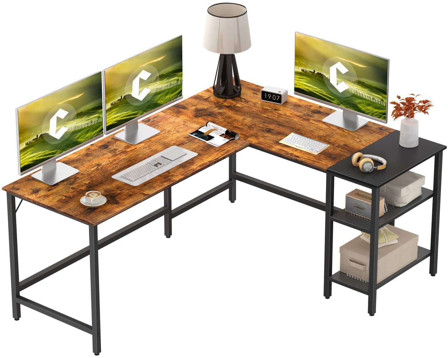 sogesfurniture Computer Desk 63 inches Large Size Office Desk Gaming Desk Computer Table with BIFMA Certification Sturdy Office Desk Writing Desk,Brown BHCA-AC3FB-160
