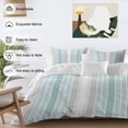 thumbnail image 4 of Aqua Gray Stripes Bedding 3 Piece Duvet Cover Set Twin Size, Minimalist Gradient Lines Aesthetic Soft Microfiber Comforter Cover with Zipper Closure & Pillowcases, Wrinkle & FadeResistant Quilt Cover, 4 of 9