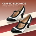 thumbnail image 3 of Chase & Chloe Women's Mary Jane Oxford Pumps - Cute Low Kitten Heels - Retro Round Toe Shoe with Ankle Strap, 3 of 5