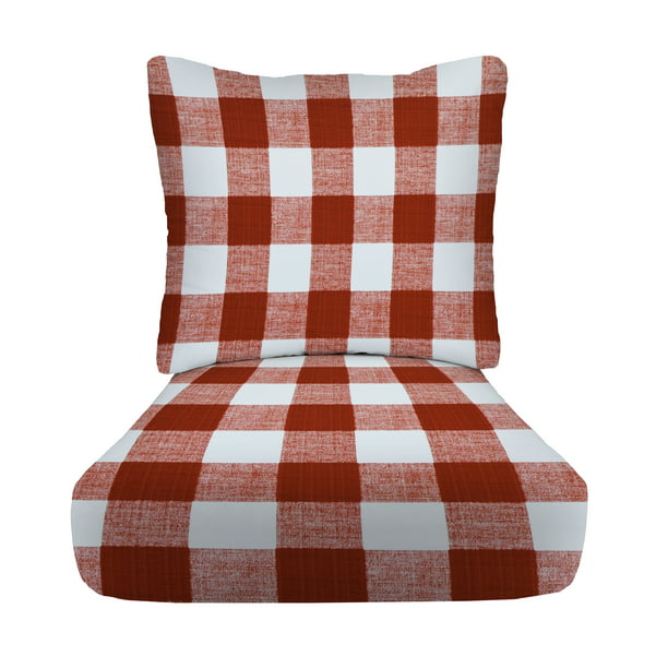 RSH Décor Indoor Outdoor Deep Seating Cushion Set, 24”x 27” x 5” Seat and  25” x 21” Back, Red Buffalo Plaid - Walmart.com