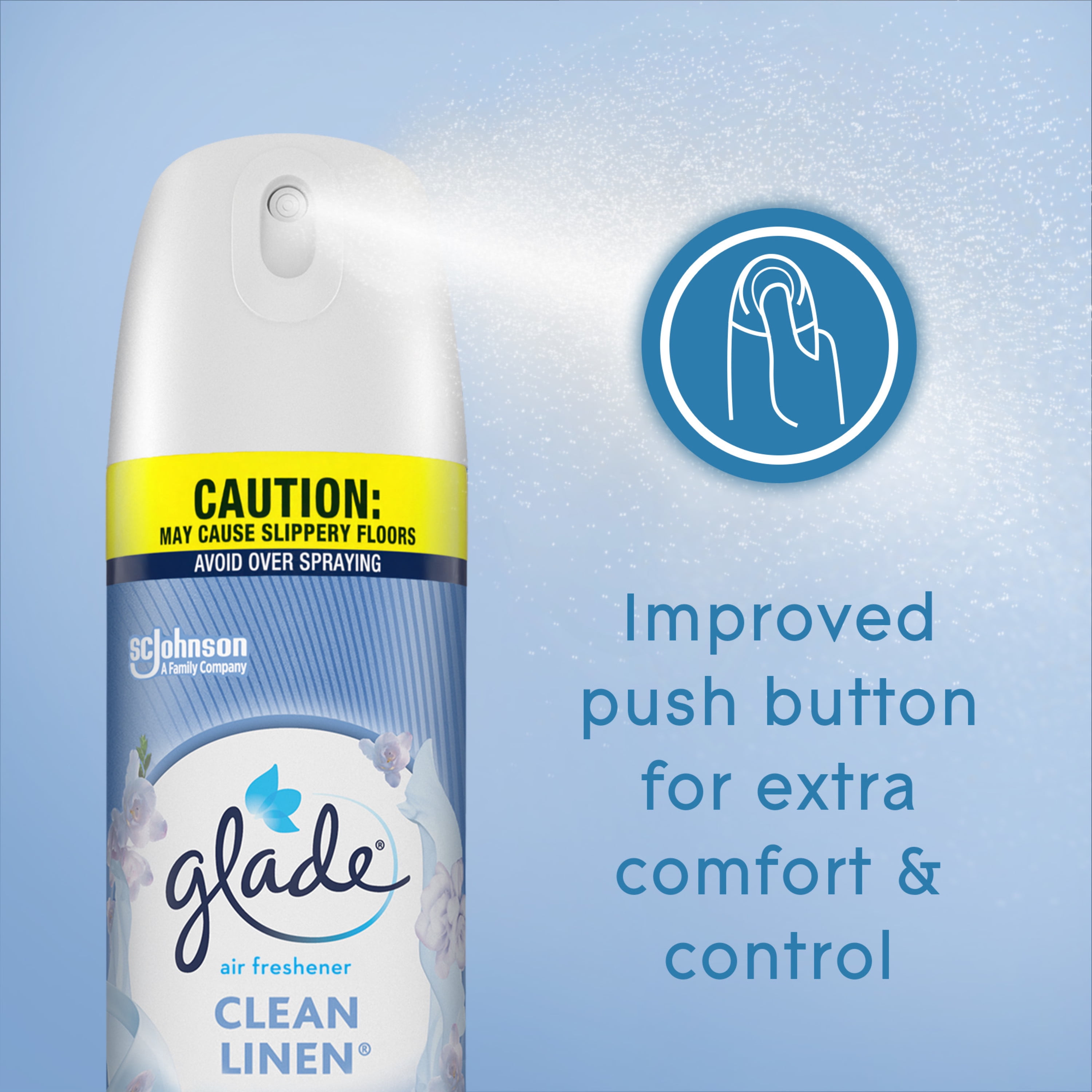Glade Air Freshener Spray, Stocking Stuffers, Clean Linen Scent, Fragrance Infused with Essential Oils, 8.3 oz