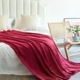 thumbnail image 6 of Fleece Blanket Soft Cozy Twin Size Blankets-Warm Fuzzy Lightweight Bed Throw Wine Red 60"x80", 6 of 6