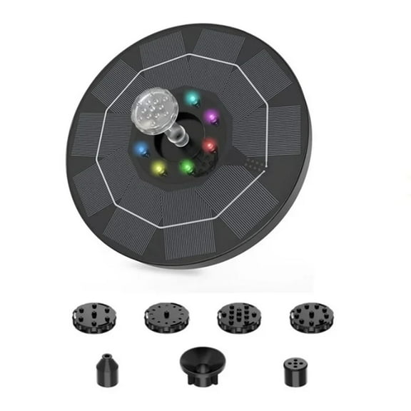 Solar Fountain Pump,Comes with colorful lights,3-in-1 Solar Bird Bath Fountain & Garden Watering Kit w/ 6 Nozzles, Auto On/Off & Night Mode, Durable for Pools/Ponds/Outdoor Decor