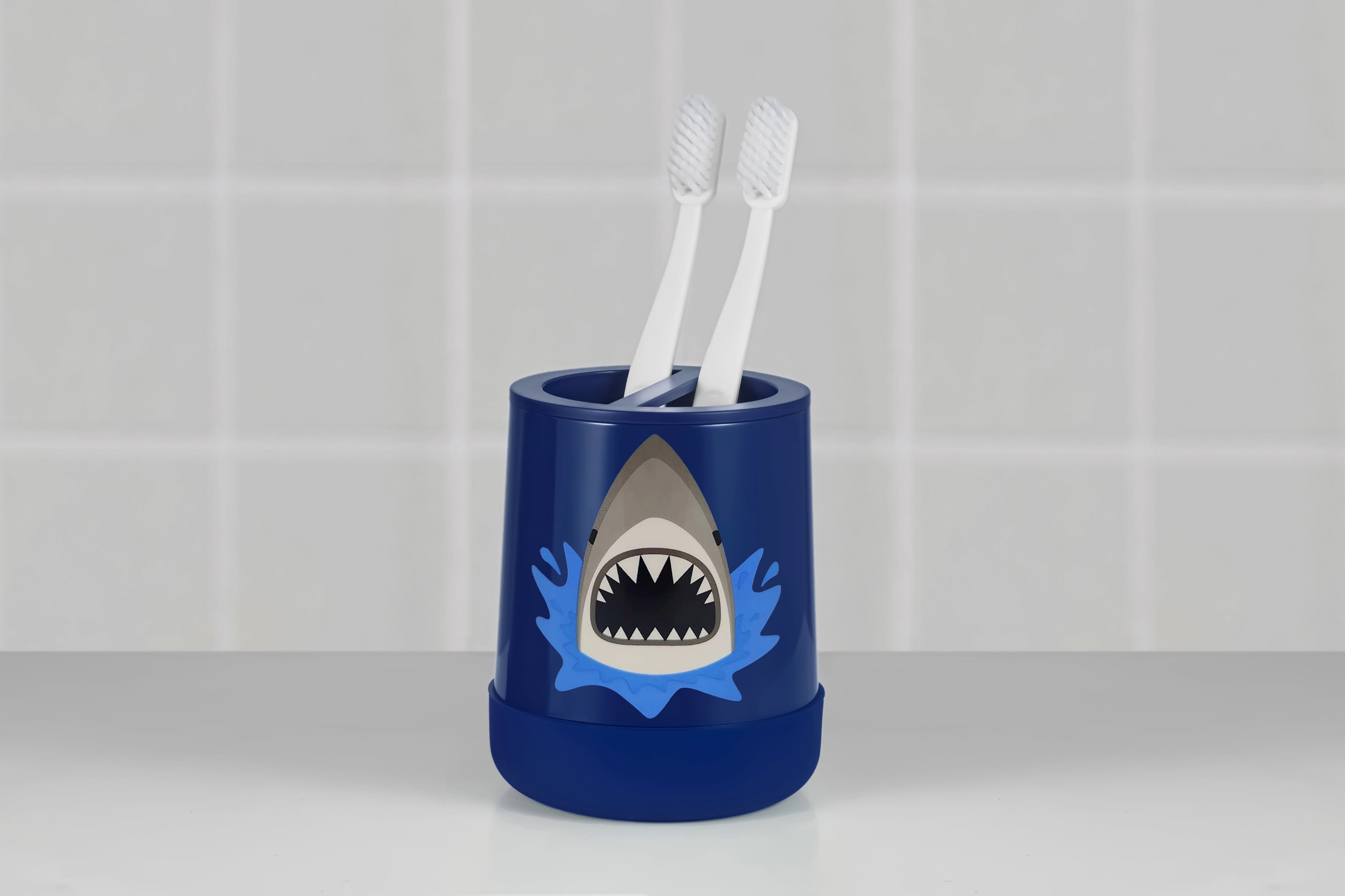 Your Zone Kids Shark Toothbrush Holder with Non-Slip Bottom