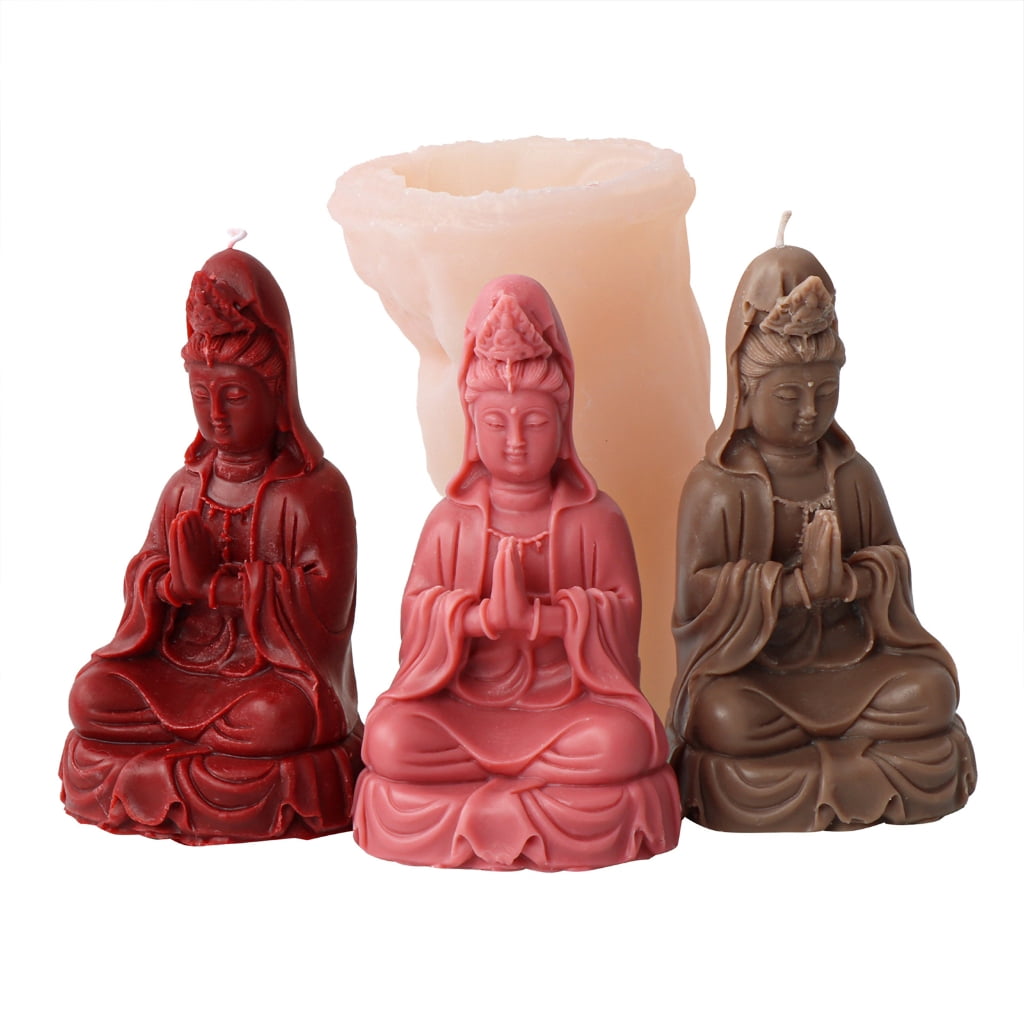 Geemin 3D Buddha Scented Candle Mold Silicone Mold for Candle Making Resin Epoxy Mould