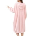 thumbnail image 2 of Fleece Hooded Sleep Dress for Women Plush Fuzzy Sherpa Hoodies Robe Fluffy Oversized Nightgown Pullover Lounger Wear, 2 of 3